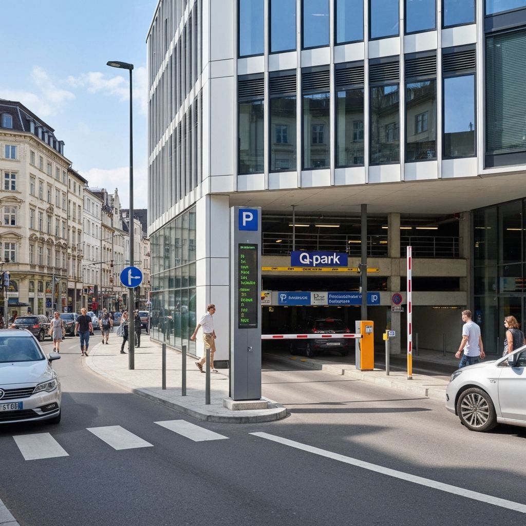 Q-Park Parkhaus - Moderner Eingang